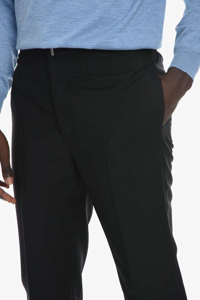 GIVENCHY ジバンシィ パンツ BM50TJ100H 001 メンズ WOOL FRONT-PLEATED TROUSERS WITH  ELASTICATED WAISTBAND 【関税・送料無料】【ラッ｜au PAY マーケット