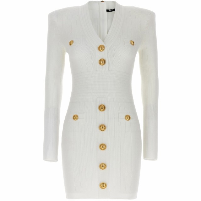 BALMAIN バルマン White Logo button knit dress ドレス レディース