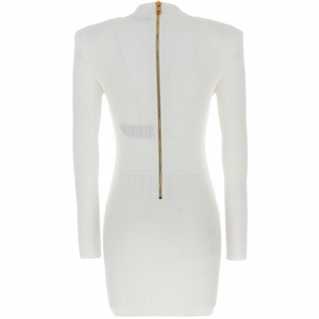 BALMAIN バルマン White Logo button knit dress ドレス レディース ...