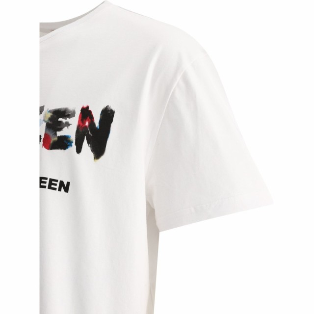 ALEXANDER MCQUEEN アレキサンダー マックイーン ホワイト White ”Watercolour Graffiti” t-shirt  Tシャツ メンズ 春夏2023 727285QUZ2｜au PAY マーケット