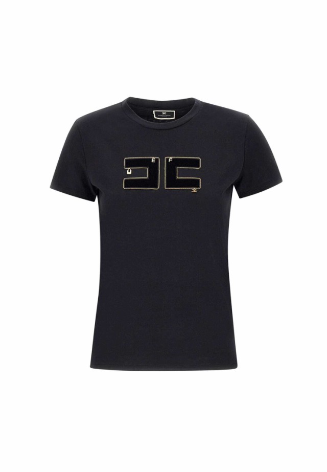 ELISABETTA FRANCHI エリザベッタ フランキ ブラック Black Tシャツ レディース 秋冬2023 MA00236E2 110  【関税・送料無料】【ラッピング｜au PAY マーケット