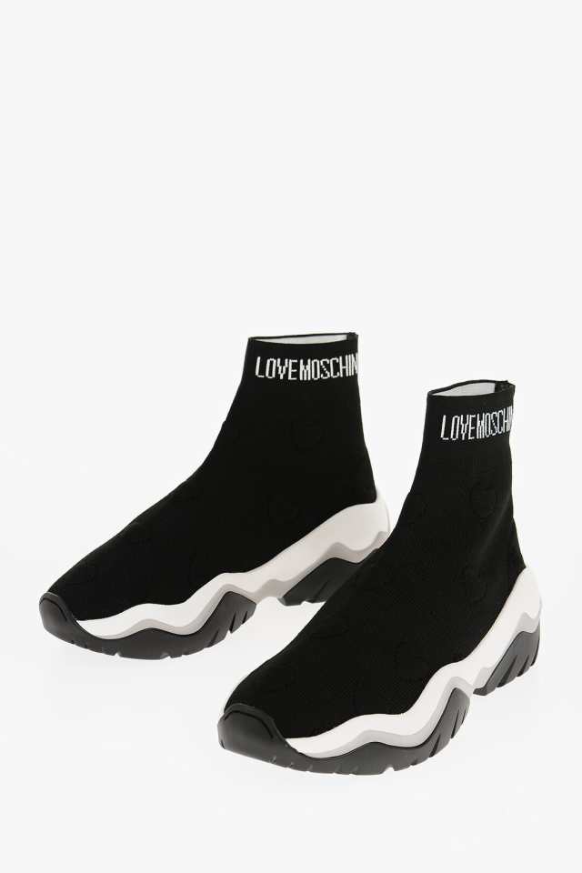 MOSCHINO モスキーノ スニーカー JA15654G1HIZW000 レディース LOVE SOLID COLOR ROLLER45 SOCK  SNEAKERS WITH EMBOSSED HEARTS 【関税・｜au PAY マーケット