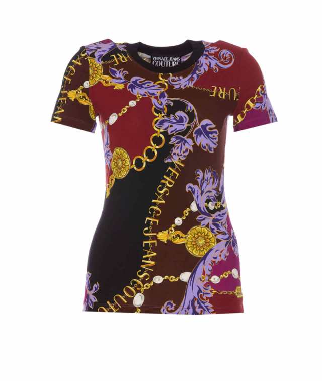 VERSACE JEANS COUTURE ヴェルサーチェ・ジーンズ・クチュール マルチカラー Multicolor Tシャツ レディース  秋冬2023 75HAH608JS214 G51｜au PAY マーケット