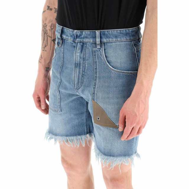 FENDI フェンディ Blu Fendi denim shorts with fringed hem スイム