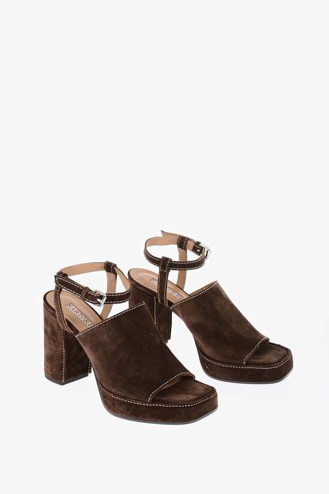 SARTORE サルトル Brown パンプス SR3947MUSTANG レディース SUEDE BRUGES ANKLE STRAP  SANDALS WITH CHUNKY HEEL 10.5CM 【関税・送料無｜au PAY マーケット