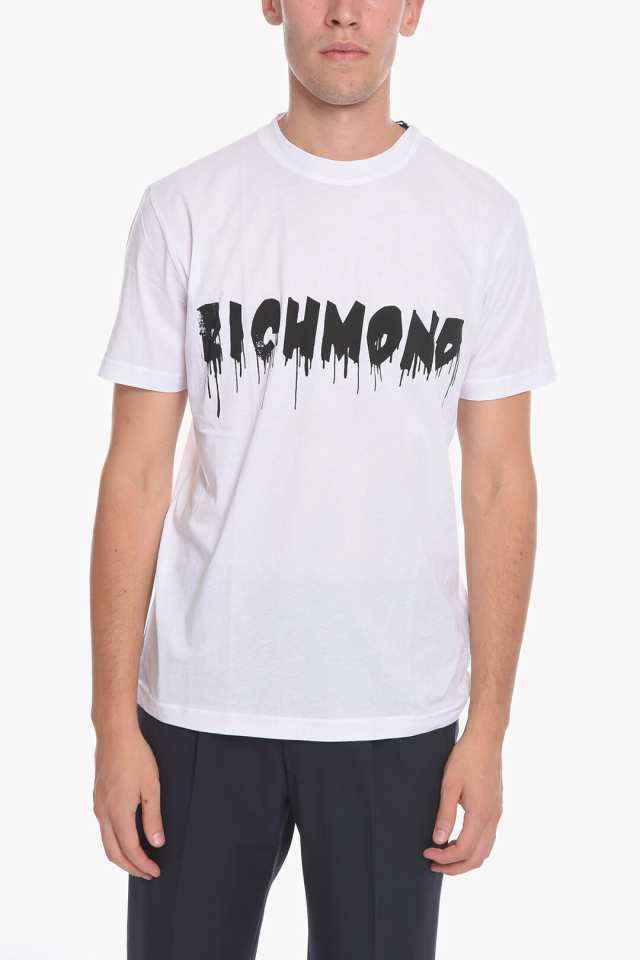 JOHN RICHMOND ジョンリッチモンド トップス RMA22074TSA8WHITE メンズ CREW-NECK T-SHIRT WITH  PRINTED CONTRASTING LOGO 【関税・送料｜au PAY マーケット