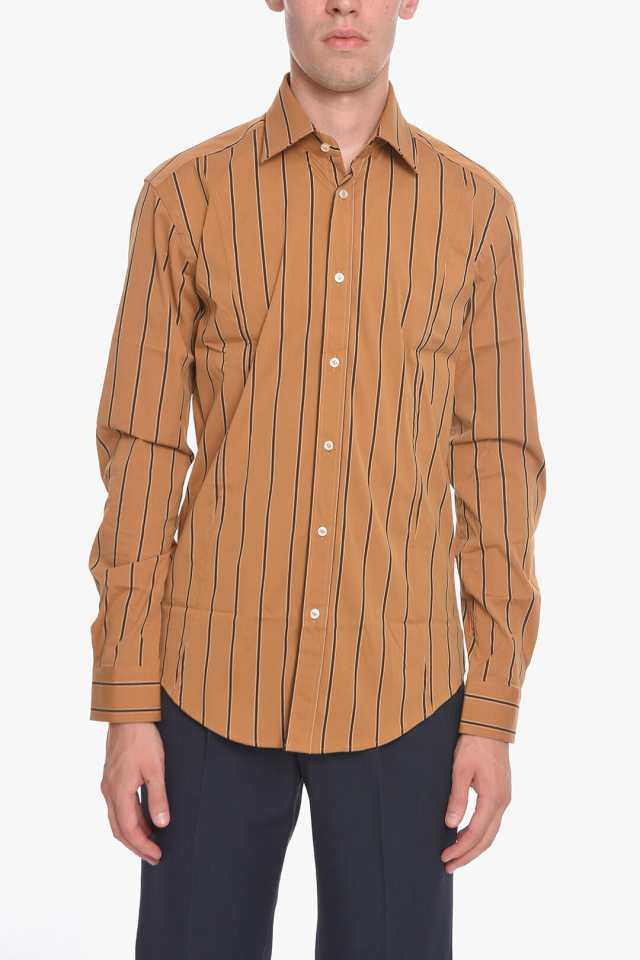 BRIAN DALES ブライアンデールス Brown シャツ BD141ST7881003 メンズ STRIPED SHIRT WITH  SPREAD COLLAR 【関税・送料無料】【ラッピン｜au PAY マーケット