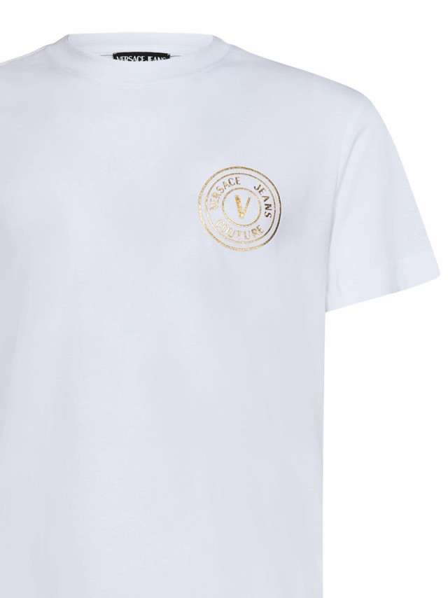 VERSACE JEANS COUTURE ヴェルサーチ ジーンズ クチュール White/gold Tシャツ メンズ 秋冬2023  75GAHT06CJ00T G03 WHITE/GOLD 【関税・｜au PAY マーケット