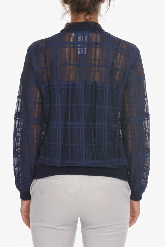 FABIANA FILIPPI ファビアナ フィリッピ Blue トレーナー GCD221W217F5285131 レディース  MESHED-COTTON ZIP-UP SWEATSHIRT 【関税・送料｜au PAY マーケット