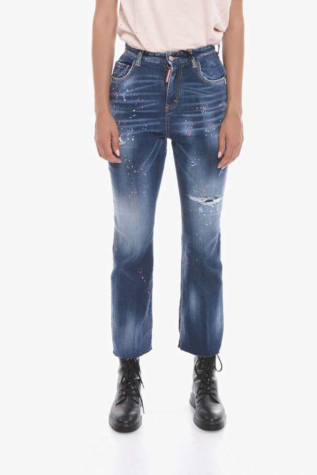 DSQUARED2 ディースクエアード Blue デニム S72LB0575 S30805 470 レディース HONEY SKETCH EFFECT  BELL BOTTOM FIT DENIMS 23CM 【関税｜au PAY マーケット