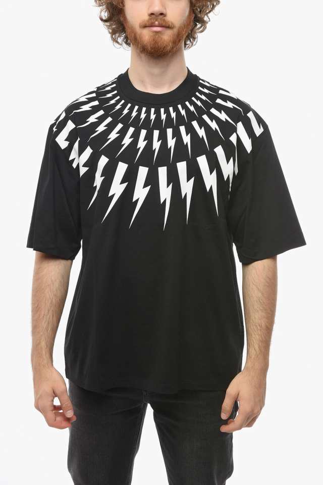 NEIL BARRETT ニール バレット トップス PBJT047S T510S 524 メンズ COTTON FAIR-ISLE  THUNDERBOLT EASY FIT T-SHIRT 【関税・送料無料】｜au PAY マーケット