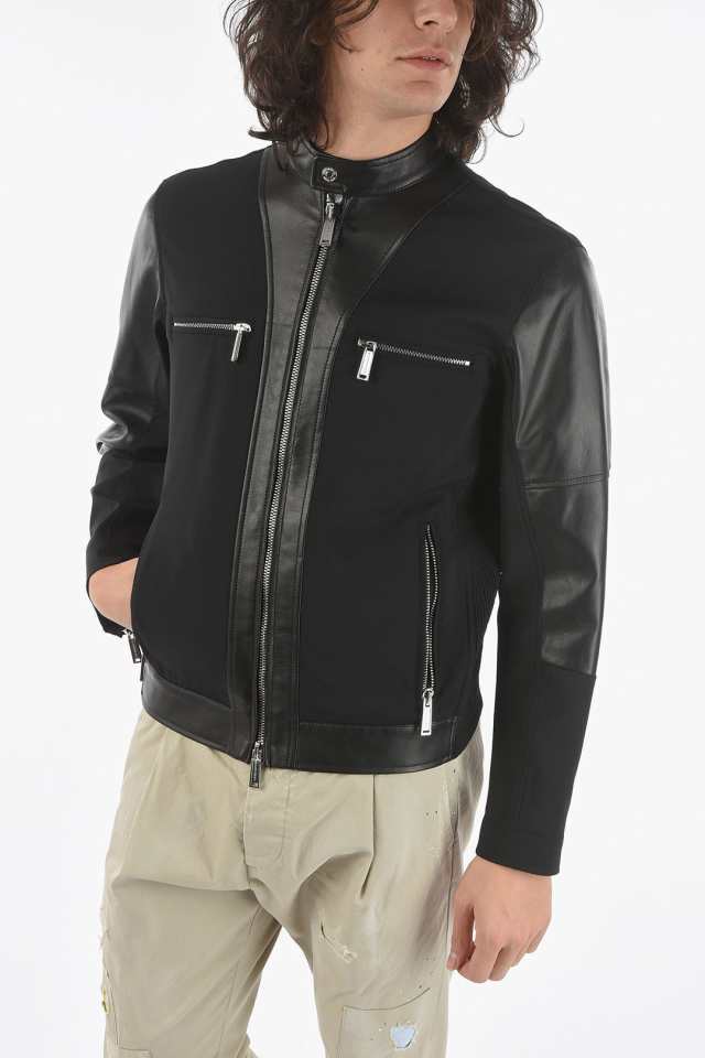 DSQUARED2 ディースクエアード Black ジャケット S74AM1219 S40320 900 メンズ DOUBLE LAYERED  HYBRID BIKER JACKET 【関税・送料無料】｜au PAY マーケット