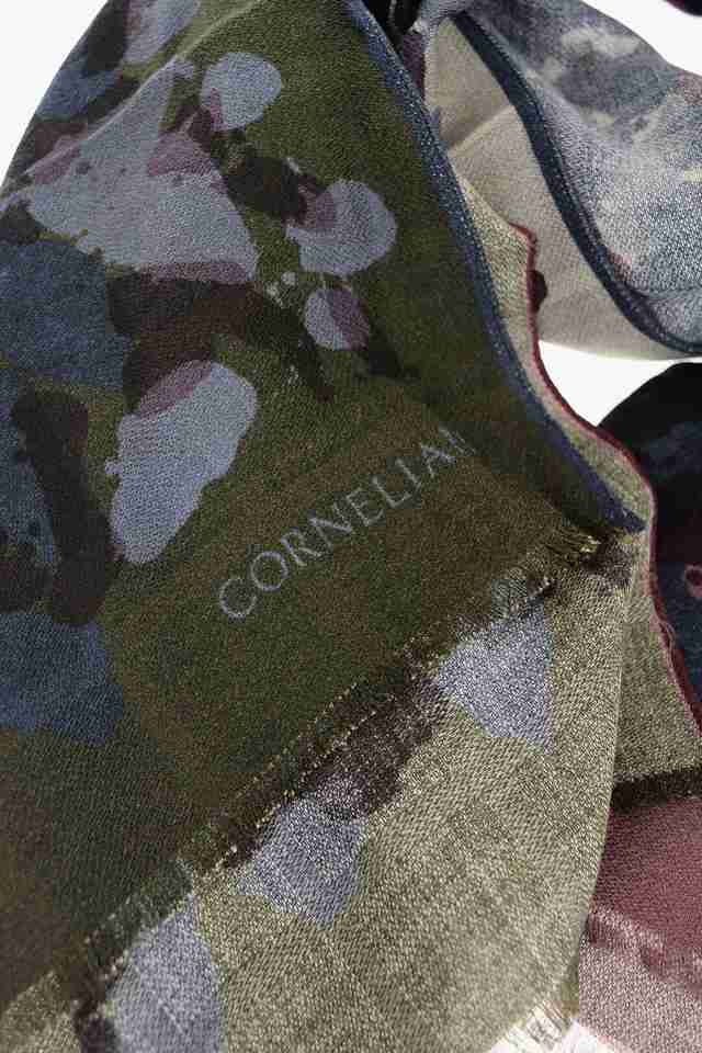 CORNELIANI コルネリアーニ Blue ファッション小物 84B338 9829033 001 メンズ ACID WASH EFFECT  WOOL AND SILK SCARF 【関税・送料無料｜au PAY マーケット