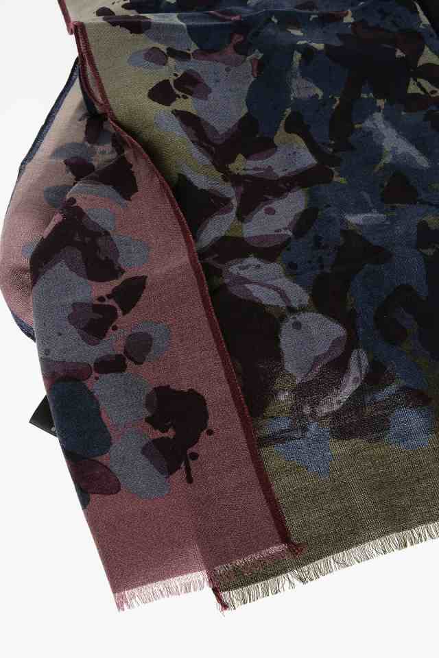 CORNELIANI コルネリアーニ Blue ファッション小物 84B338 9829033 001 メンズ ACID WASH EFFECT  WOOL AND SILK SCARF 【関税・送料無料｜au PAY マーケット