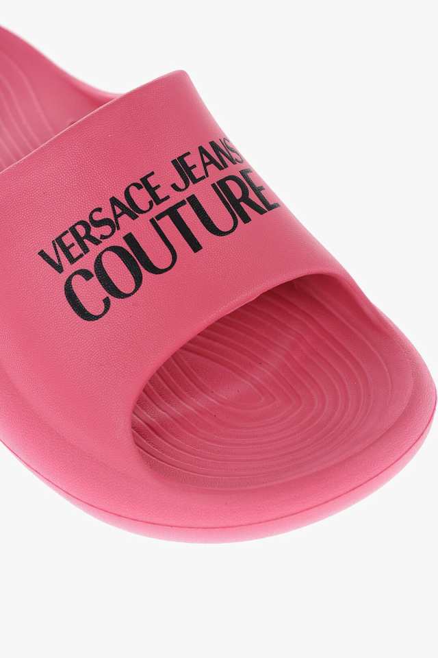 VERSACE ヴェルサーチ フラットシューズ 74VA3S8A ZS632 406 レディース JEANS COUTURE RUBBER TAGO  SLIDERS WITH LOGO 【関税・送料無料｜au PAY マーケット