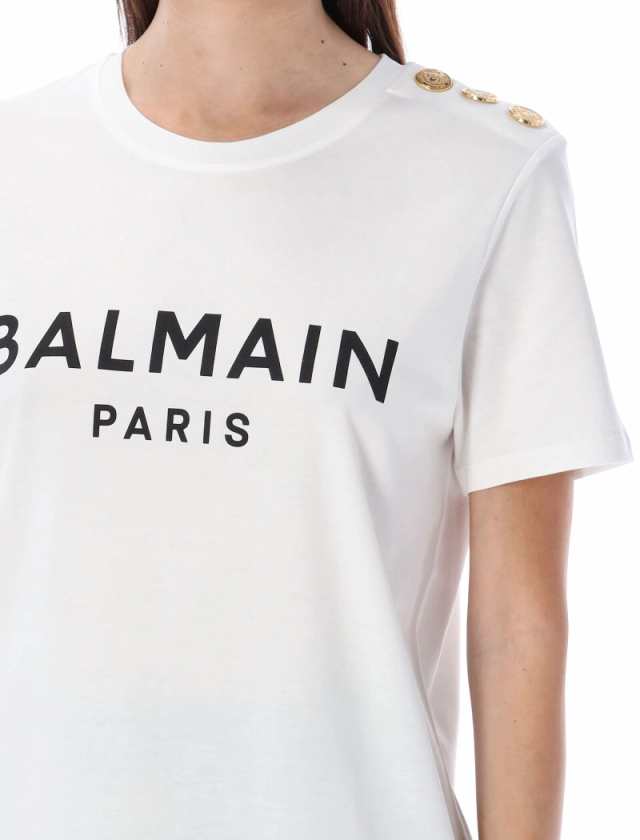 BALMAIN バルマン ホワイト WHITE/BLACK Tシャツ レディース 秋冬2023