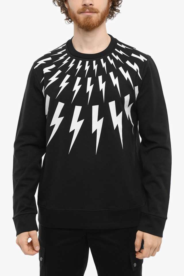 NEIL BARRETT ニール バレット トレーナー BJS452S R559S 524 メンズ CONTRASTING PRINTED  FAIR-ISLE THUNDERBOLT CREW-NECK SWEATSHI 【｜au PAY マーケット