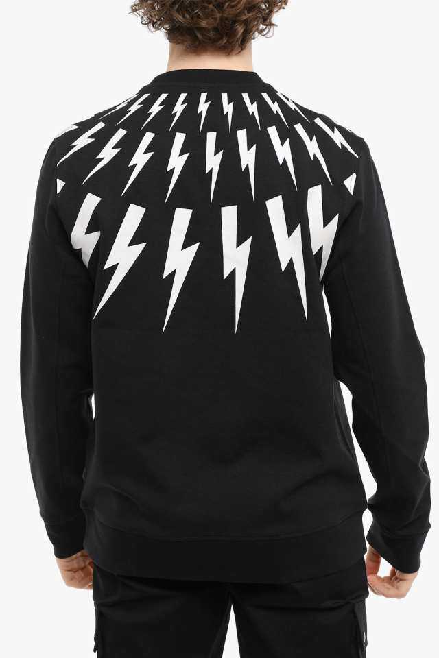 NEIL BARRETT ニール バレット トレーナー BJS452S R559S 524 メンズ CONTRASTING PRINTED  FAIR-ISLE THUNDERBOLT CREW-NECK SWEATSHI 【｜au PAY マーケット