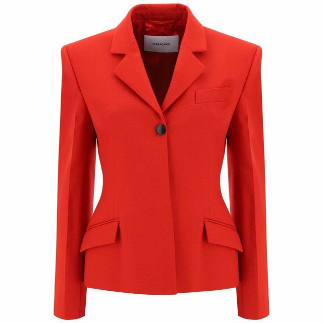 FERRAGAMO フェラガモ レッド Rosso Salvatore ferragamo wool natte shaped blazer  ジャケット レディース 秋冬2023 13C6320766736 【関｜au PAY マーケット