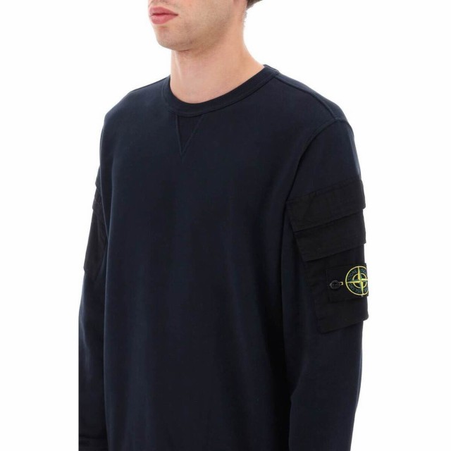 STONE ISLAND ストーン アイランド ブルー Blu Stone island crewneck sweatshirt with  sleeve pockets トレーナー メンズ 秋冬2023 7915｜au PAY マーケット