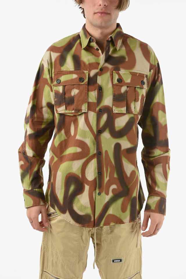 DSQUARED2 ディースクエアード Multicolor シャツ S74DM0565 S54405 002S メンズ CARGO SHIRT  WITH CAMOUFLAGE PATTERN AND FLAP POCKET ｜au PAY マーケット