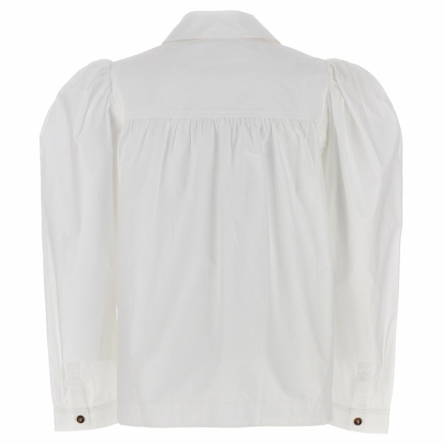 GANNI ガニー ホワイト White Puff sleeved shirt シャツ レディース