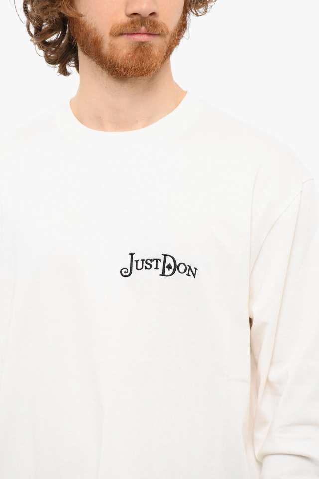 JUST DON ジャスト ドン White トップス 32JUSM20 226326 02 メンズ LONG-SLEEVED T-SHIRT  WITH EMBROIDERED LETTERING 【関税・送料無料｜au PAY マーケット