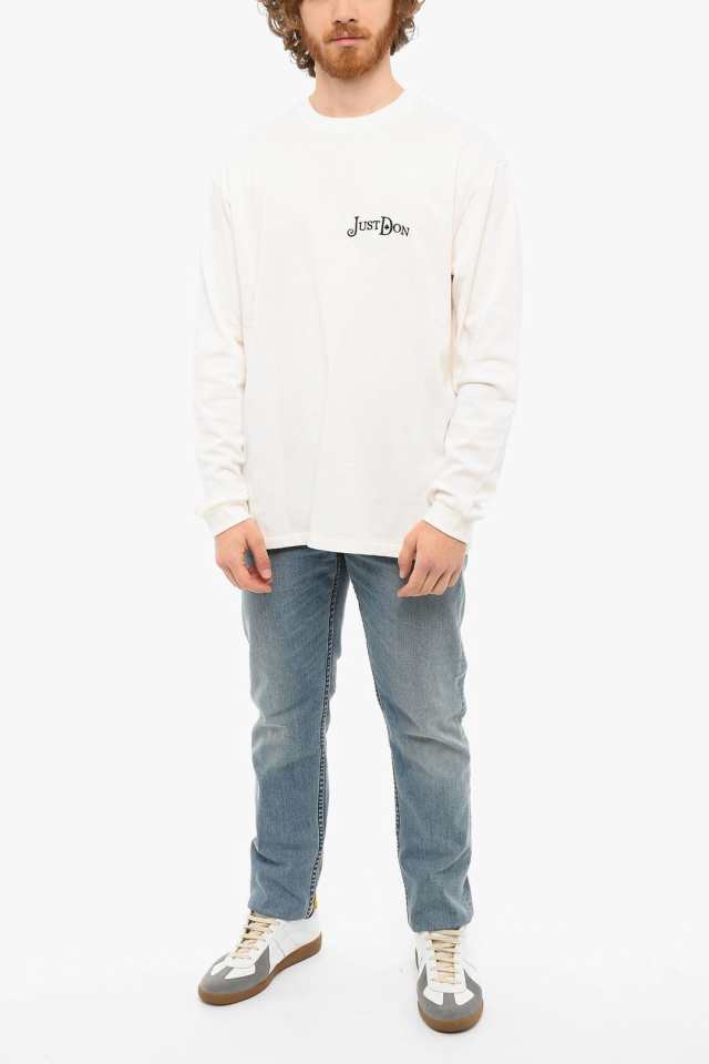 JUST DON ジャスト ドン White トップス 32JUSM20 226326 02 メンズ LONG-SLEEVED T-SHIRT  WITH EMBROIDERED LETTERING 【関税・送料無料｜au PAY マーケット