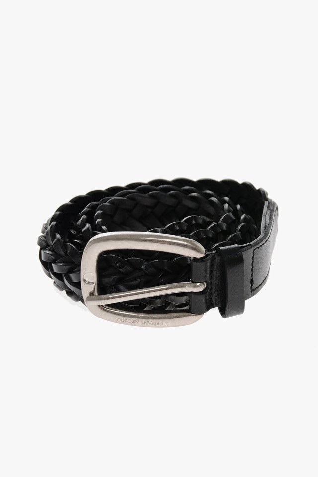 GOLDEN GOOSE ゴールデン グース デラックス ブランド Black ベルト GMA00160A00013090100 メンズ  BRAIDED LEATHER HOUSTON BELT 40MM 【｜au PAY マーケット