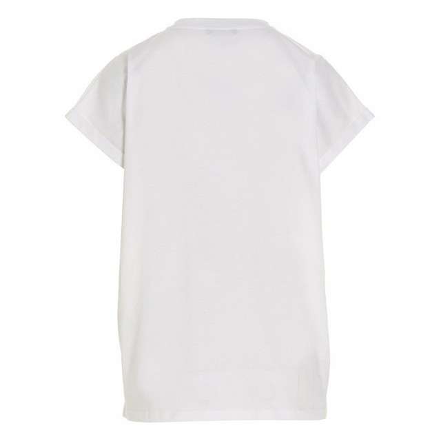 BALMAIN バルマン ホワイト White/Black Flocked logo t-shirt Tシャツ レディース 春夏2023  AF1EF010BB01GAB 【関税・送料無料】【ラッ｜au PAY マーケット