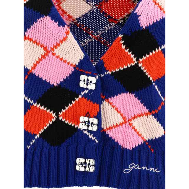 GANNI ガニー ブルー Blue ”Graphic” cardigan ニットウェア