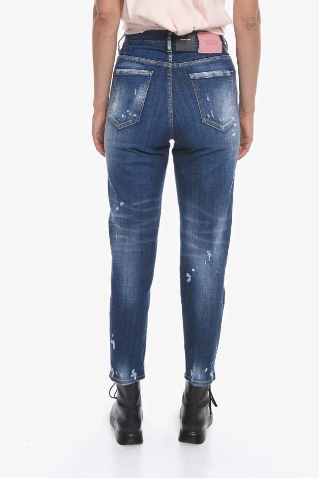 DSQUARED2 ディースクエアード デニム S72LB0547 S30342 470 レディース TWINPHONY SKETCH EFFECT  BOSTON FIT DENIMS 18CM 【関税・送料｜au PAY マーケット