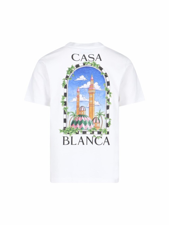 CASABLANCA カサブランカ ホワイト White Tシャツ メンズ 秋冬2023 MF23 JTS 001 23 VUE DE DAMAS  【関税・送料無料】【ラッピング無料】｜au PAY マーケット