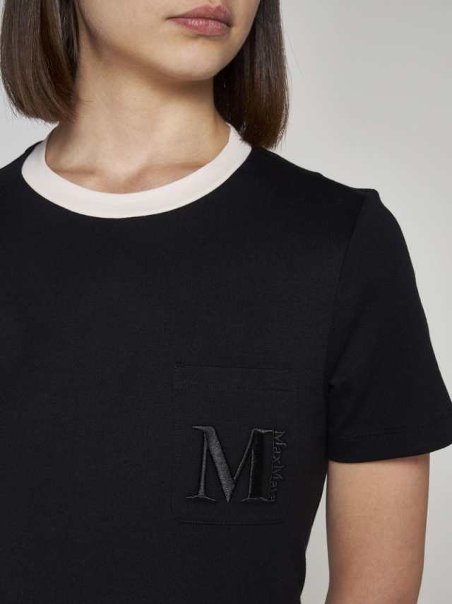 高品質 MaxMara ブラック Tシャツ Tシャツ/カットソー(半袖/袖