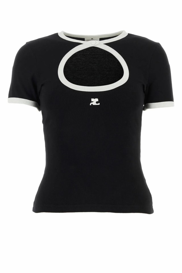 COURREGES クレージュ Tシャツ レディース 秋冬2023 423JTS105JS0070 9901 BLACK WHITE  【関税・送料無料】【ラッピング無料】 ia｜au PAY マーケット