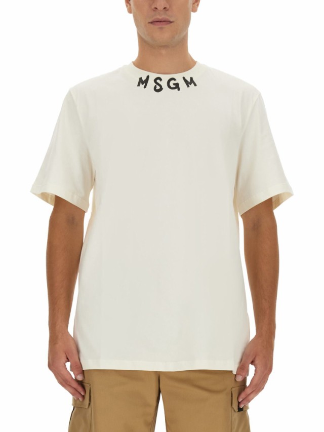 MSGM エムエスジーエム Cream Tシャツ メンズ 秋冬2023 3540MM103237798 02 CREAM  【関税・送料無料】【ラッピング無料】 ia｜au PAY マーケット