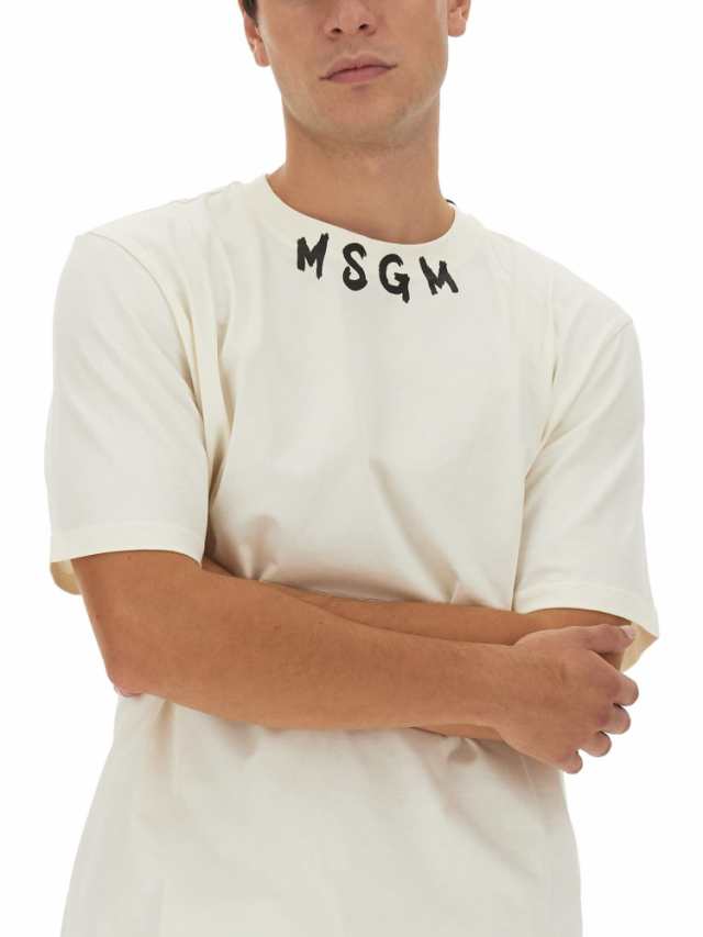 MSGM エムエスジーエム Cream Tシャツ メンズ 秋冬2023