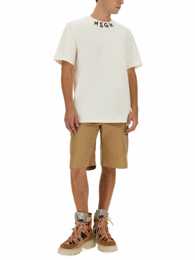 MSGM エムエスジーエム Cream Tシャツ メンズ 秋冬2023