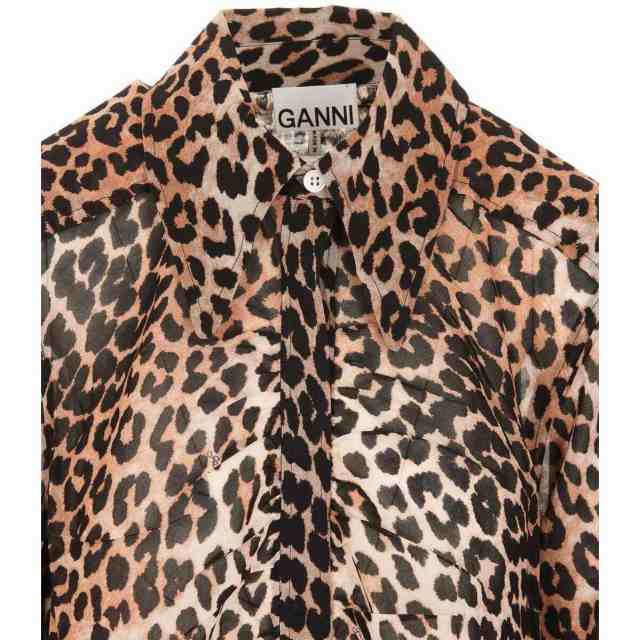 GANNI ガニー シャツ レディース 秋冬2022 F6956 943 LEOPARD