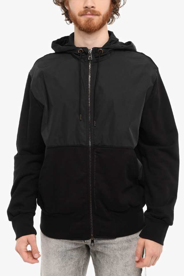 NEIL BARRETT ニール バレット トレーナー BJS065C S518S 01 メンズ DOUBLE FABRIC SLIM FIT  HYBRID HOODIE WITH 2 POCKETS 【関税・送料｜au PAY マーケット