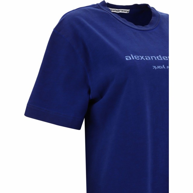 ALEXANDER WANG アレキサンダーワン ブルー Blue ”Glitter Puff Logo” t-shirt Tシャツ レディース  秋冬2023 UCC4231681410B 【関税・｜au PAY マーケット