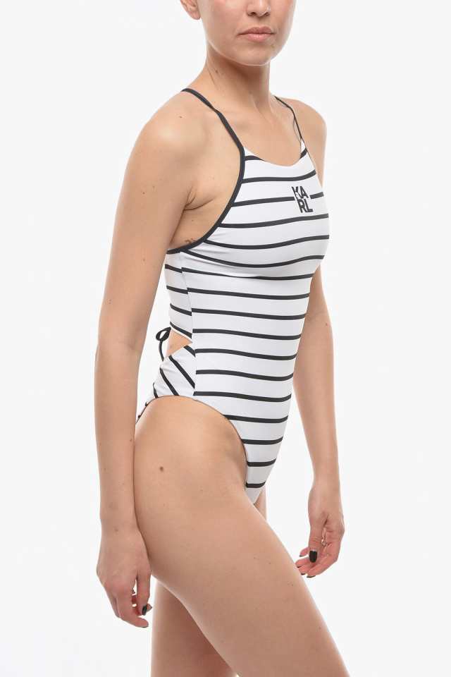 KARL LAGERFELD カール ラガーフェルド スイムウェア KL22WOP10 WHITE レディース STRIPED ONE-PIECE  SWIMSUIT 【関税・送料無料】【ラッ｜au PAY マーケット