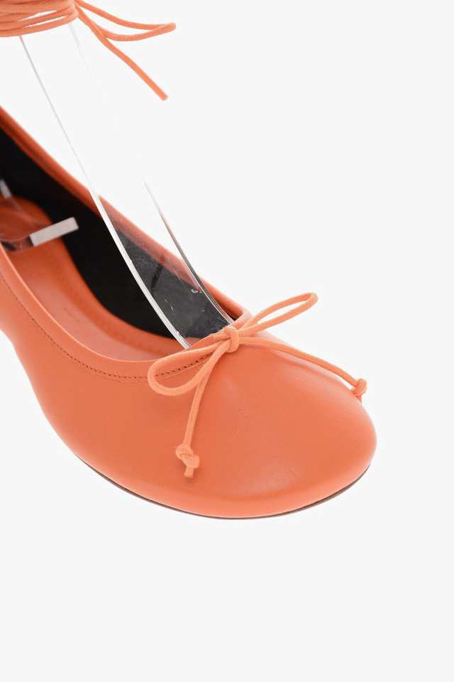 MOLLY GODDARD モリー ゴダード フラットシューズ MGSS22128ORANGE レディース LEATHER ANNABELLE  BALLET FLATS WITH ANKLE LACES 【関税｜au PAY マーケット