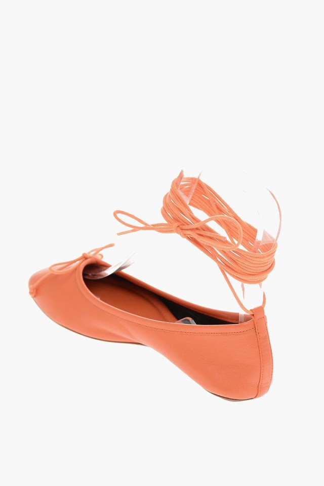 MOLLY GODDARD モリー ゴダード フラットシューズ MGSS22128ORANGE レディース LEATHER ANNABELLE  BALLET FLATS WITH ANKLE LACES 【関税｜au PAY マーケット