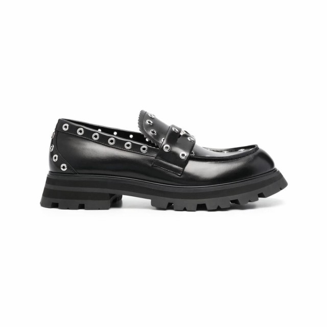 ALEXANDER MCQUEEN アレキサンダー マックイーン Black Silver ローファー メンズ 春夏2023 727822WHSWK  1081 BLACK SILVER 【関税・送料｜au PAY マーケット