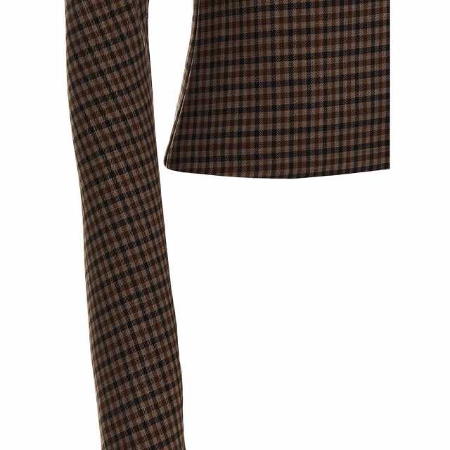 AWAKE MODE アウェイクモード ブラウン Brown Check cut out top