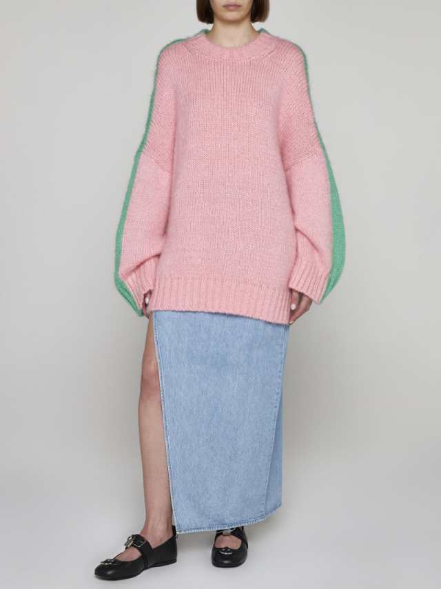 【美品】  JW Anderson / ジェイダブルアンダーソン | 3D Radish Crewneck Jumper モヘア混 3D ラディッシュ付き オーバーサイズ クルーネック ニット セーター | L | ブラック | メンズ