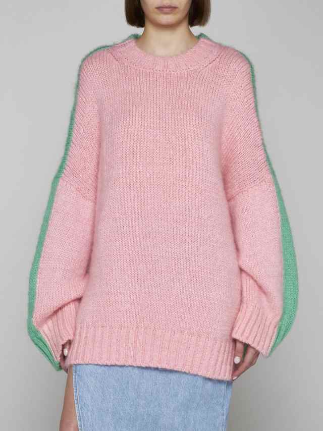 【美品】  JW Anderson / ジェイダブルアンダーソン | 3D Radish Crewneck Jumper モヘア混 3D ラディッシュ付き オーバーサイズ クルーネック ニット セーター | L | ブラック | メンズ