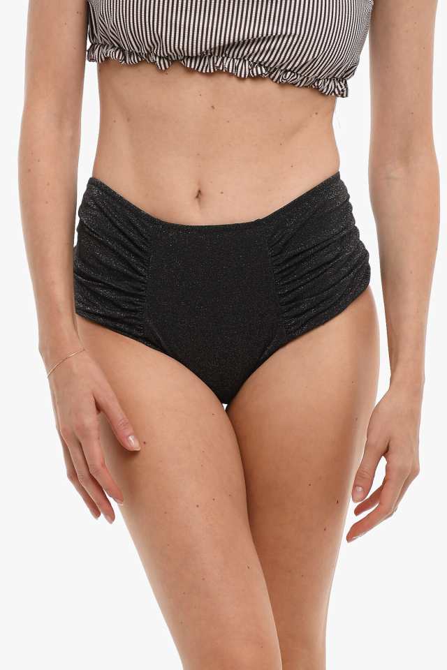 GANNI ガニー スイムウェア A3371 5660 099 レディース HIGH WAIST LUREX BIKINI BOTTOM WITH  RUCHED DETAILING 【関税・送料無料】【ラ｜au PAY マーケット