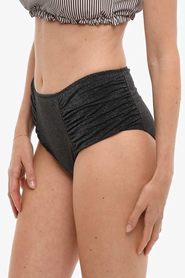 GANNI ガニー スイムウェア A3371 5660 099 レディース HIGH WAIST LUREX BIKINI BOTTOM WITH  RUCHED DETAILING 【関税・送料無料】【ラ｜au PAY マーケット